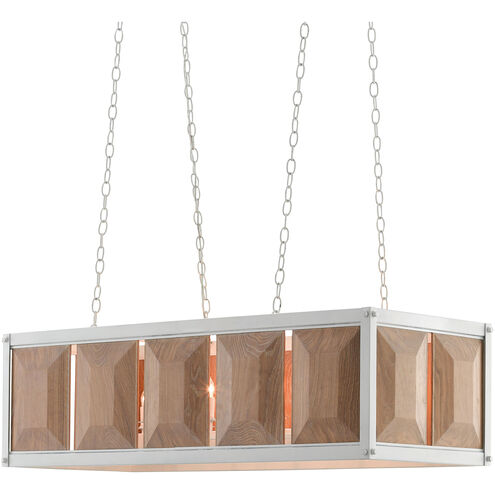 Baguette 10 Light 46 inch White and Pickled Pearl Chandelier Ceiling Light