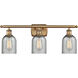 Ballston Caledonia 3 Light 26 inch Brushed Brass Bath Vanity Light Wall Light in Charcoal Glass, Ballston