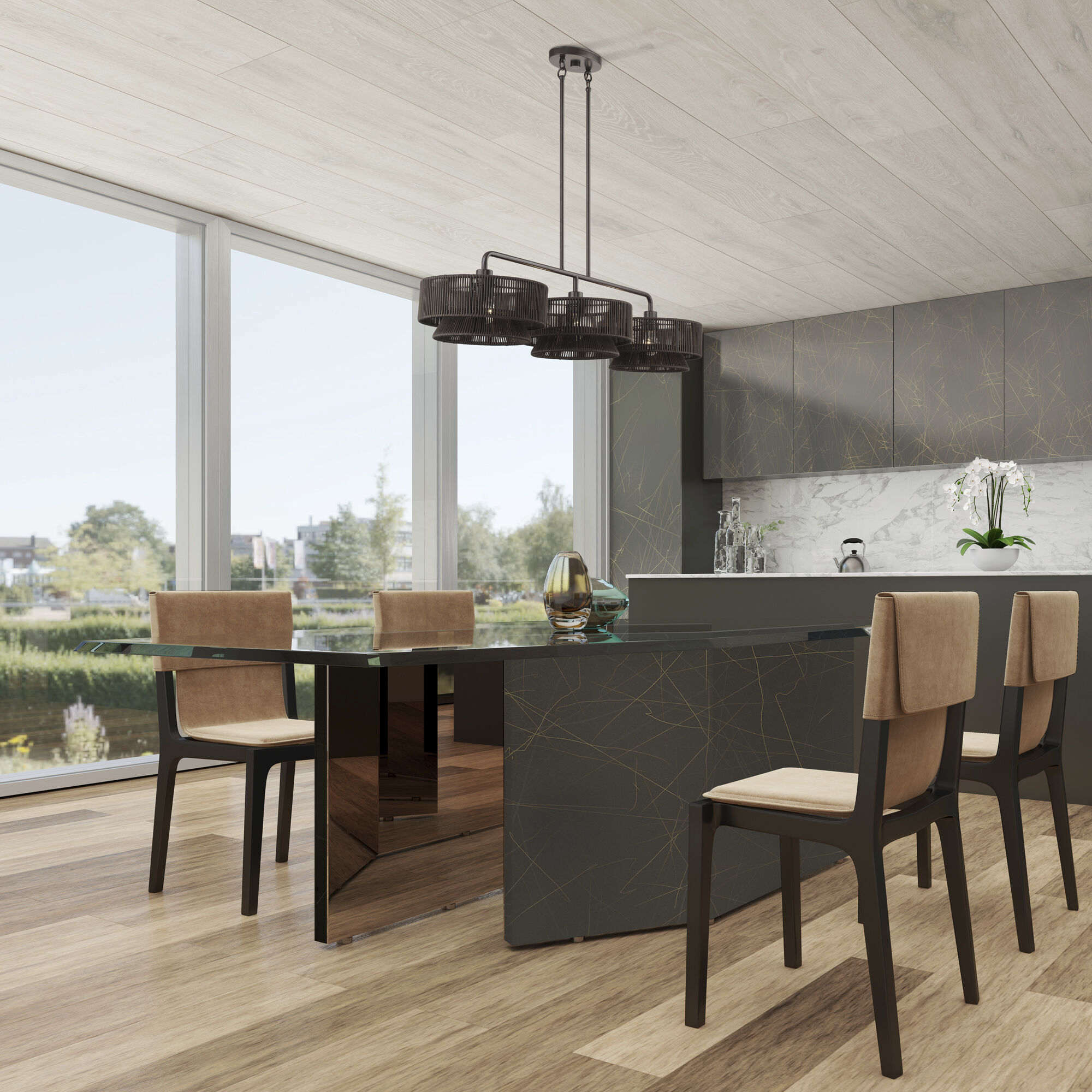 Florell 3 Light 47 inch English Bronze Linear Chandelier Ceiling Light, Extra Large