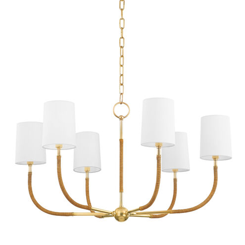 Webson 6 Light 34 inch Aged Brass Chandelier Ceiling Light