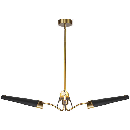 Osorio LED 45.75 inch Matte Black and Vintage Brass Chandelier Ceiling Light
