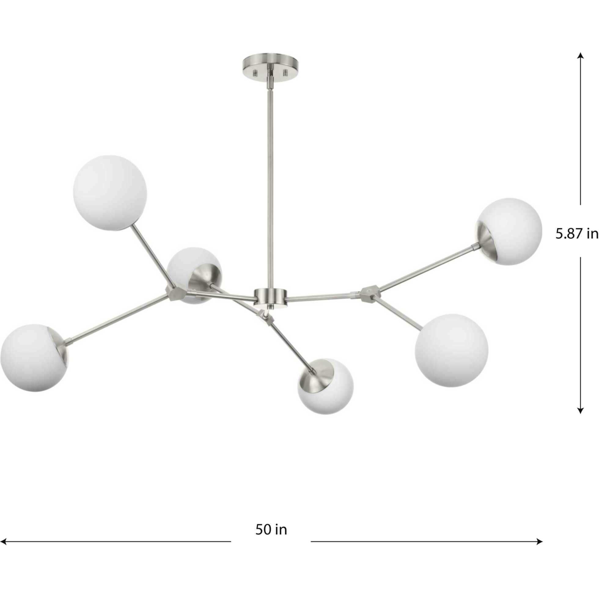 Haas 6 Light 50 inch Brushed Nickel Chandelier Ceiling Light, Design Series