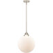 Nouveau 2 Beacon 1 Light 12 inch Polished Nickel Mini Pendant Ceiling Light in Incandescent, Matte White