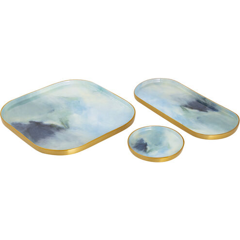 Leonard Light Blue Enamel with Brushed Brass Tray