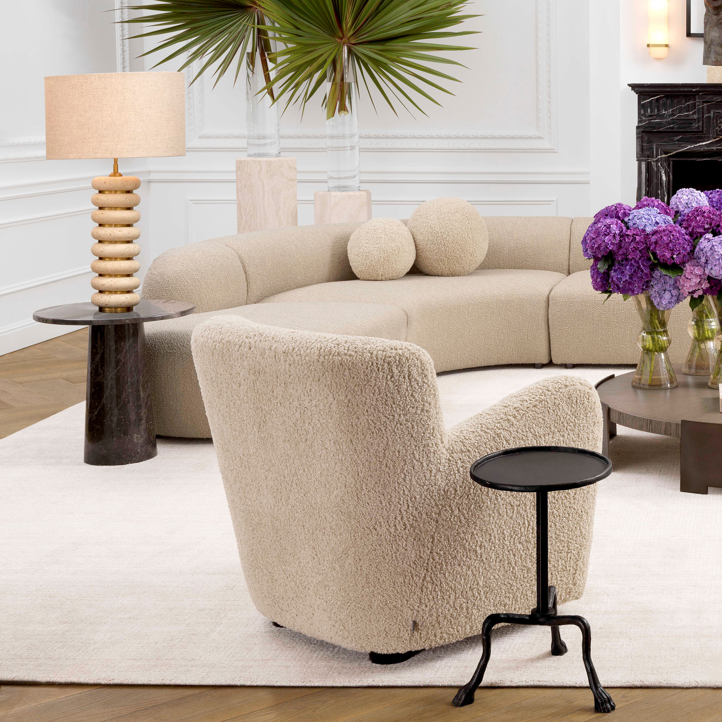 Baron 33.46 inch 40 watt Travertine with Antique Brass Table Lamp Portable Light