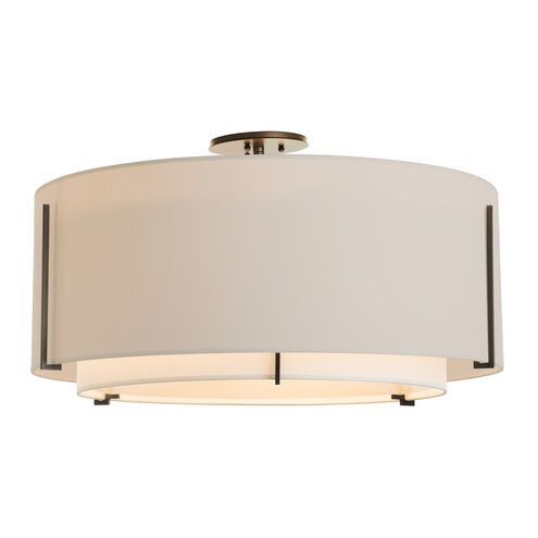 Exos 3 Light 29.3 inch Oil Rubbed Bronze Semi-Flush Ceiling Light in Natural Anna/Flax, Large