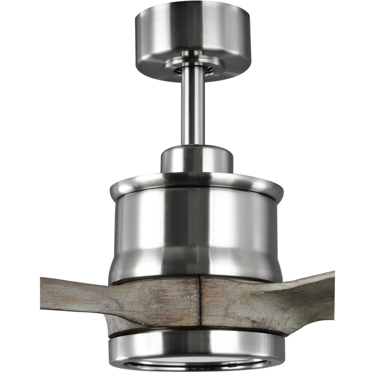 Farris 60 inch Brushed Nickel with Grey Weathered Wood Blades Ceiling Fan, Progress LED