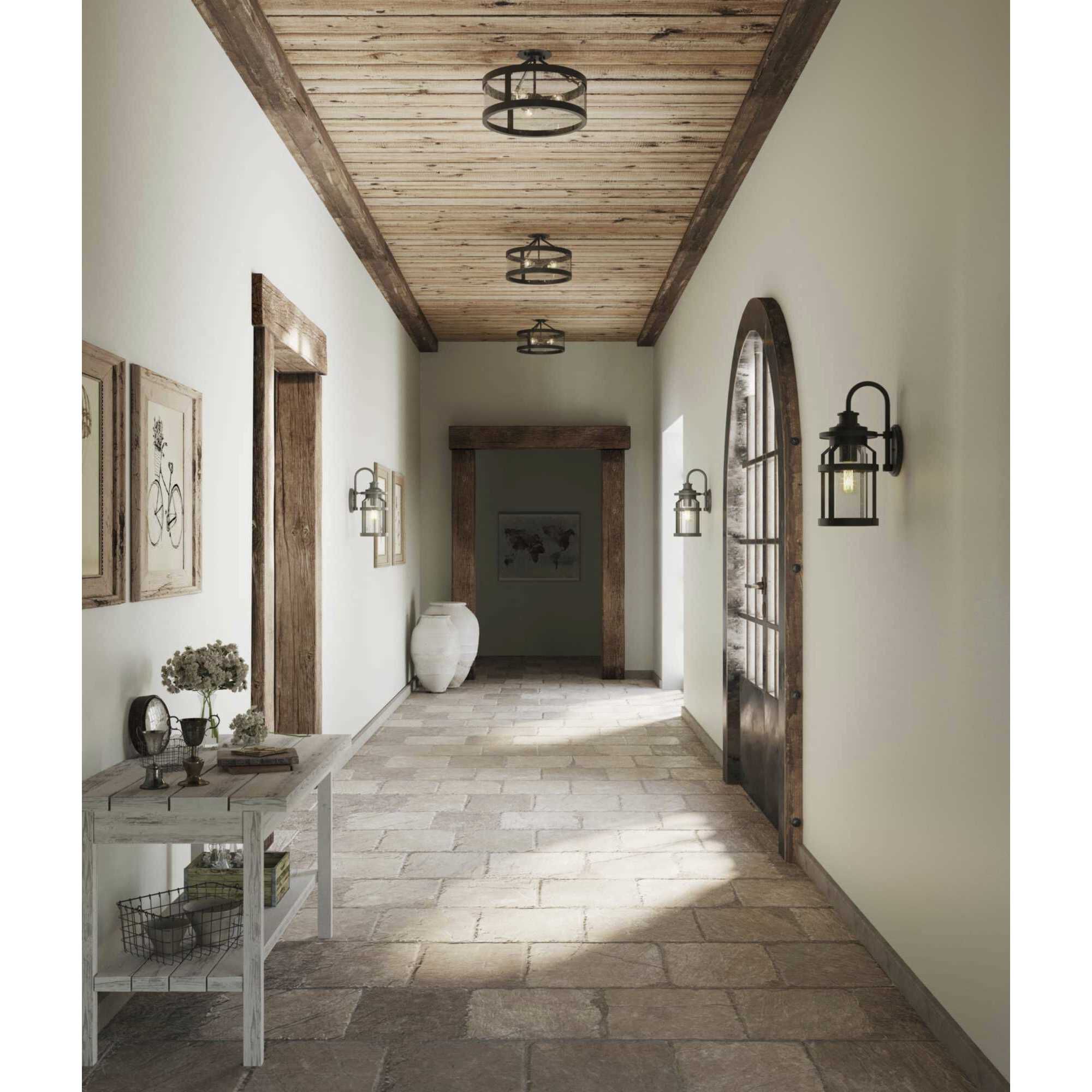 Haslett 1 Light 18 inch Textured Black Outdoor Wall Lantern, Medium