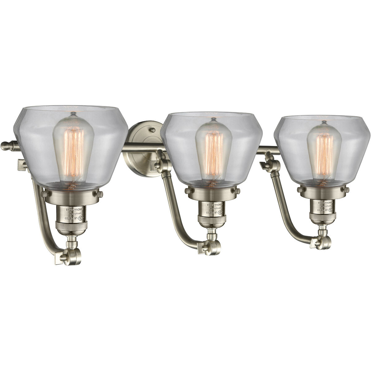 Franklin Restoration Fulton LED 28 inch Brushed Satin Nickel Bath Vanity Light Wall Light in Clear Glass, Franklin Restoration