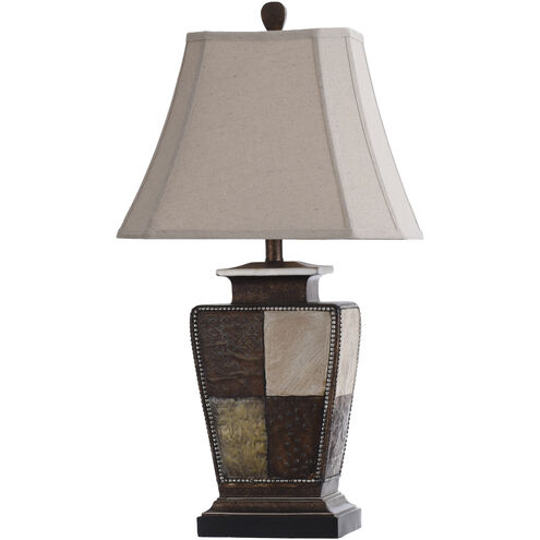 Signature 29 inch 100 watt Bronze and Cream Table Lamp Portable Light