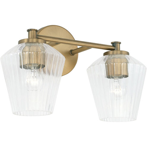 Beau 2 Light 15 inch Aged Brass Vanity Light Wall Light