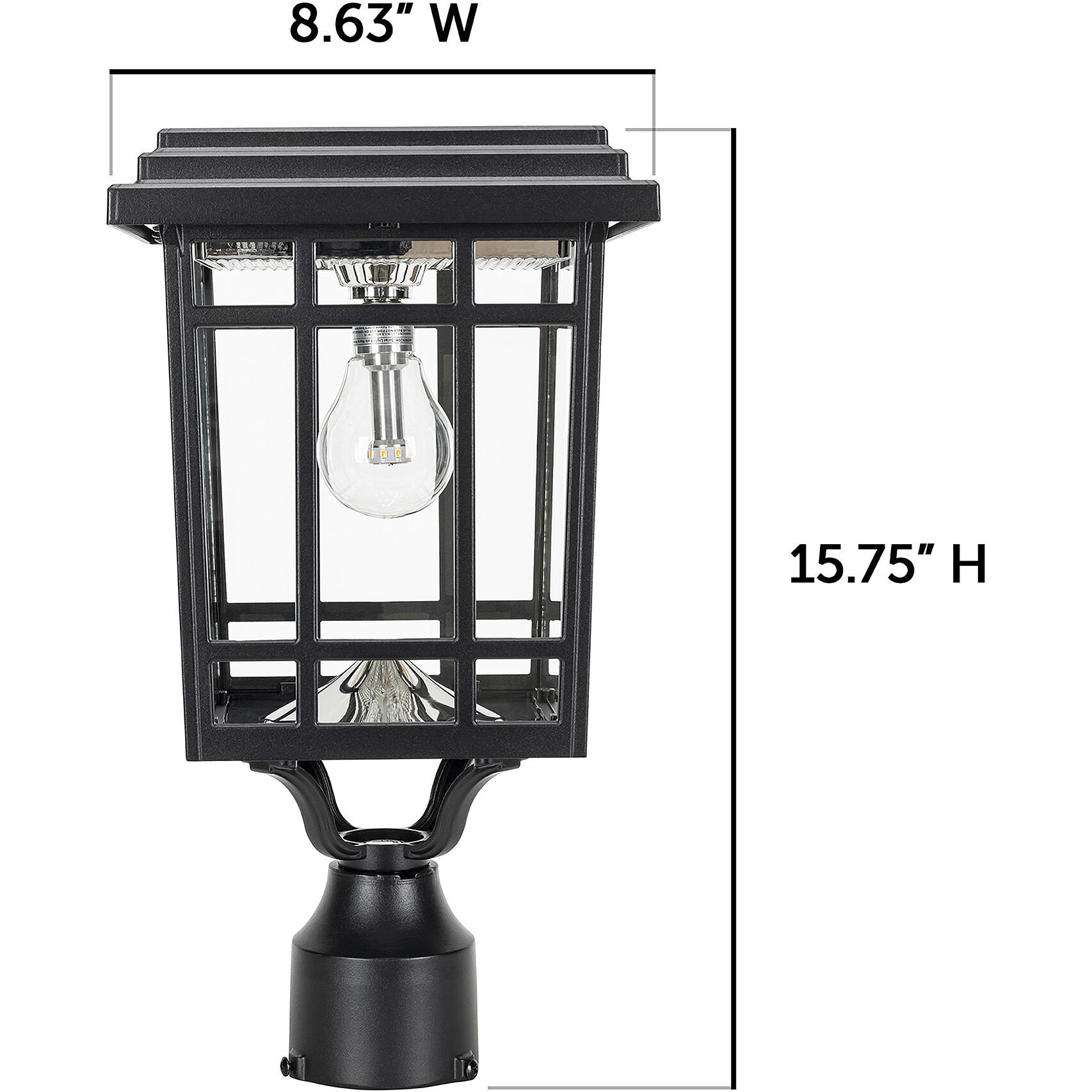 Grand Prairie 15.75 inch Black Solar Light
