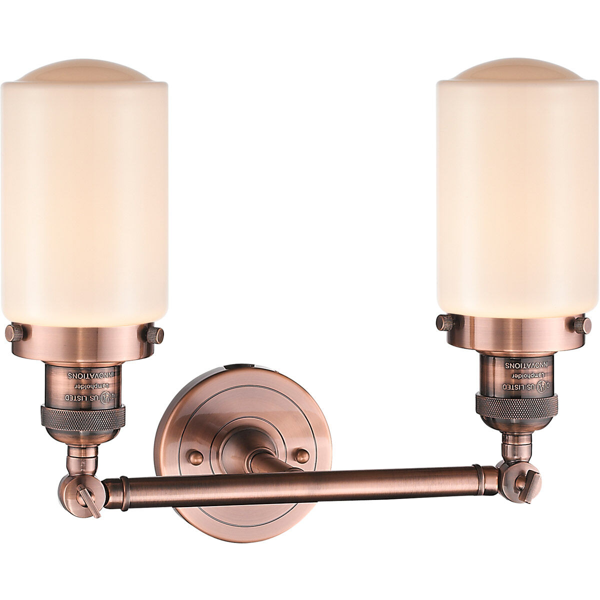 Franklin Restoration Dover 2 Light 14 inch Antique Copper Bath Vanity Light Wall Light in Matte White Glass, Franklin Restoration