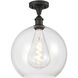 Edison Athens 1 Light 11.75 inch Oil Rubbed Bronze Semi-Flush Mount Ceiling Light in Clear Glass