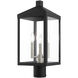 Nyack 3 Light 20 inch Black with Brushed Nickel Cluster Outdoor Post Top Lantern