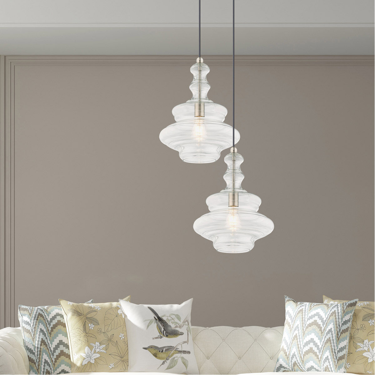 Art Glass 1 Light 12 inch Brushed Nickel Mini Pendant Ceiling Light