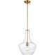 St. Julian 1 Light Brass Pendant Ceiling Light in Clear Glass