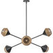 Alora Mood Daphne 6 Light 37.5 inch Matte Black and Brown Cotton Rope Chandelier Ceiling Light