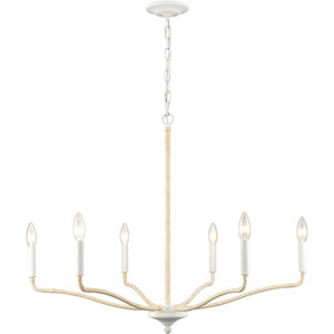 Breezeway 6 Light 30 inch White Coral and Natural Chandelier Ceiling Light