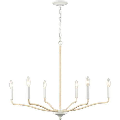 Breezeway 6 Light 30 inch White Coral with Natural Chandelier Ceiling Light