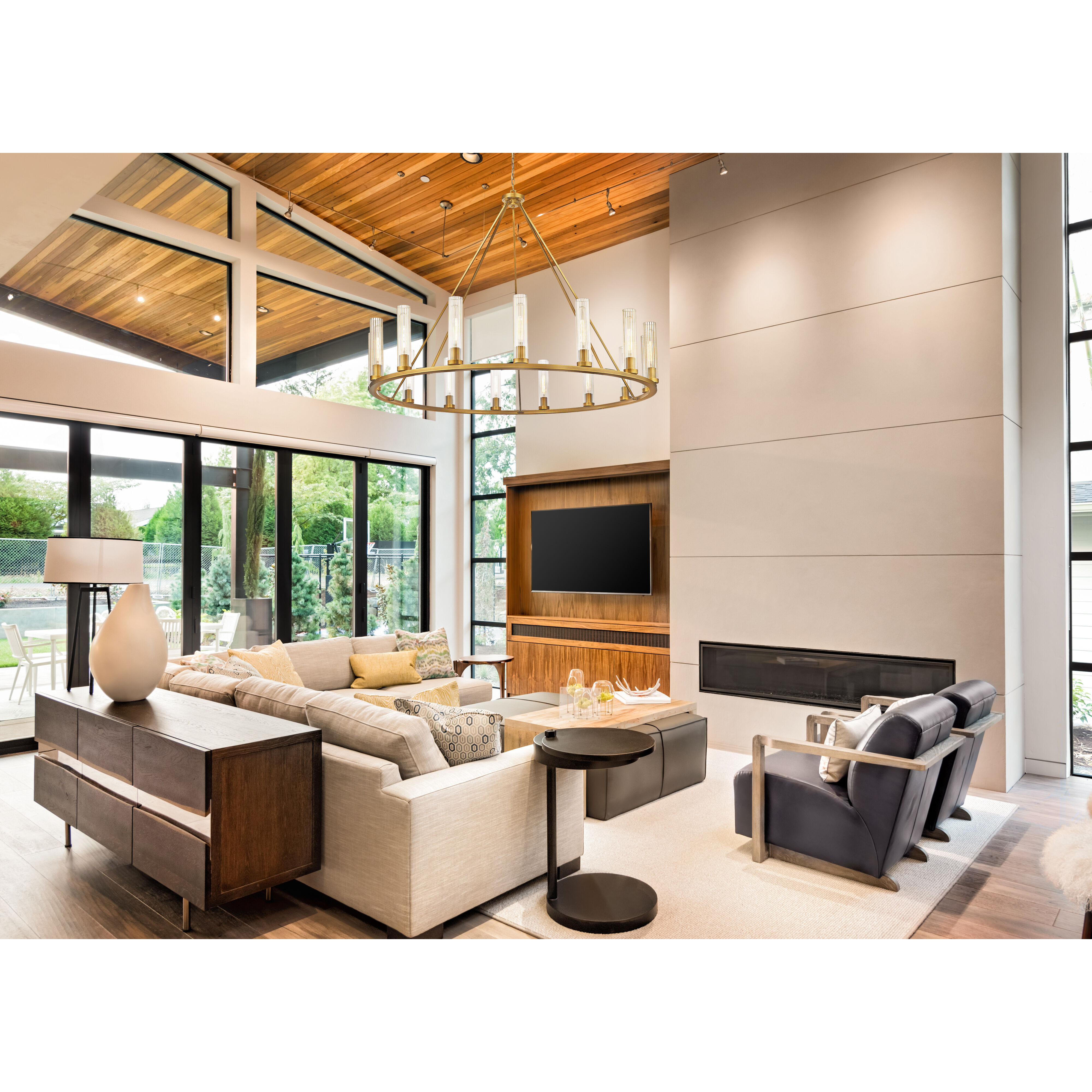 Beau 15 Light 60 inch Rubbed Brass Chandelier Ceiling Light