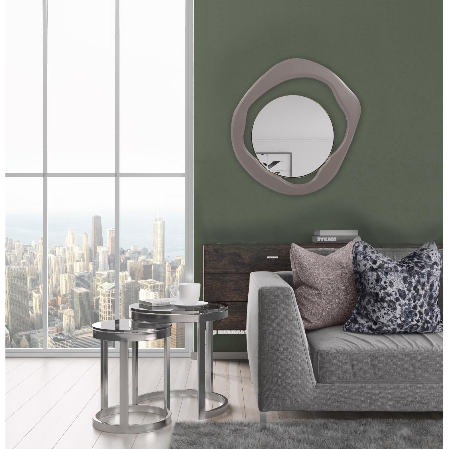 Abstract Balance 32.5 X 29 inch Gray/Gold Mirror