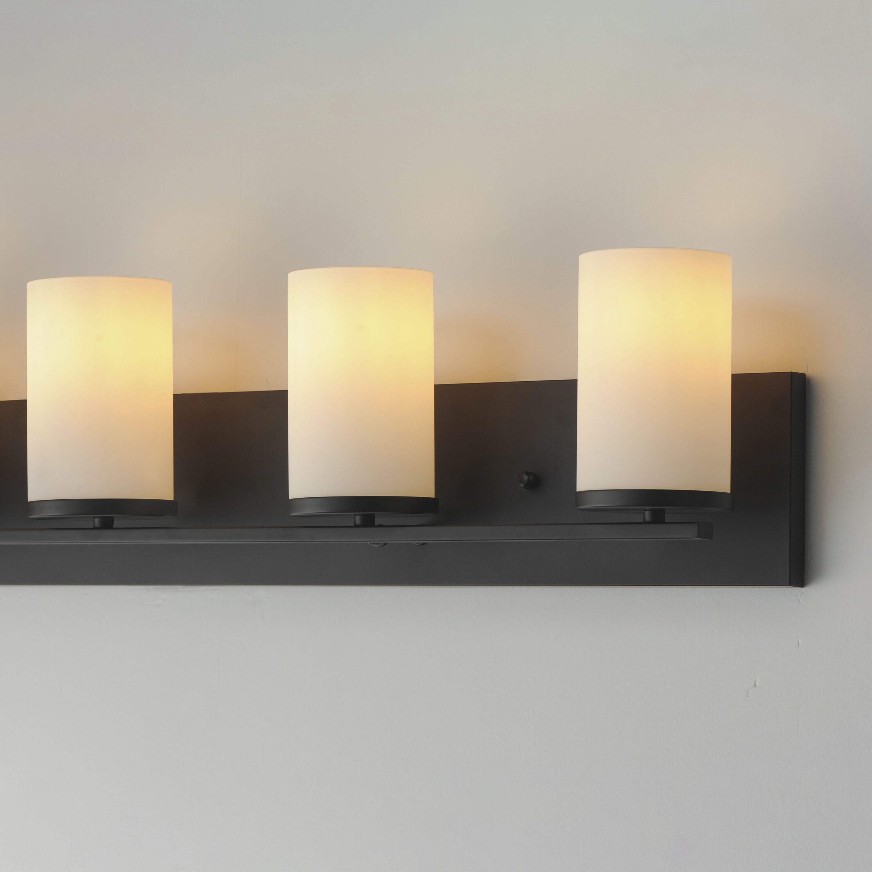 Lateral 5 Light 36 inch Black Bath Vanity Wall Light in Satin White