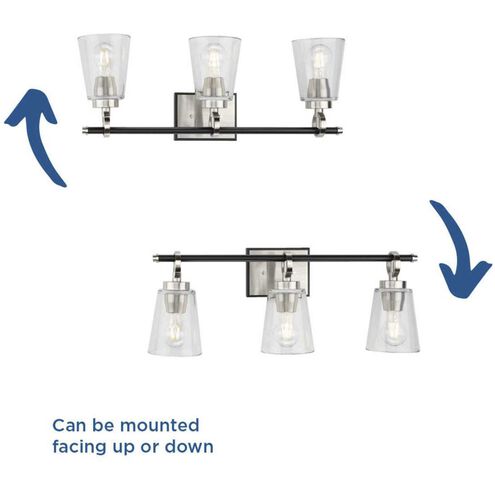 Cassell 3 Light 24.12 inch Brushed Nickel Bathroom Vanity Light Wall Light