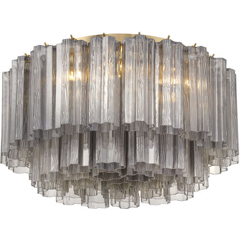 Addis 7 Light 22.25 inch Aged Brass Flush Mount Ceiling Light in Smoke