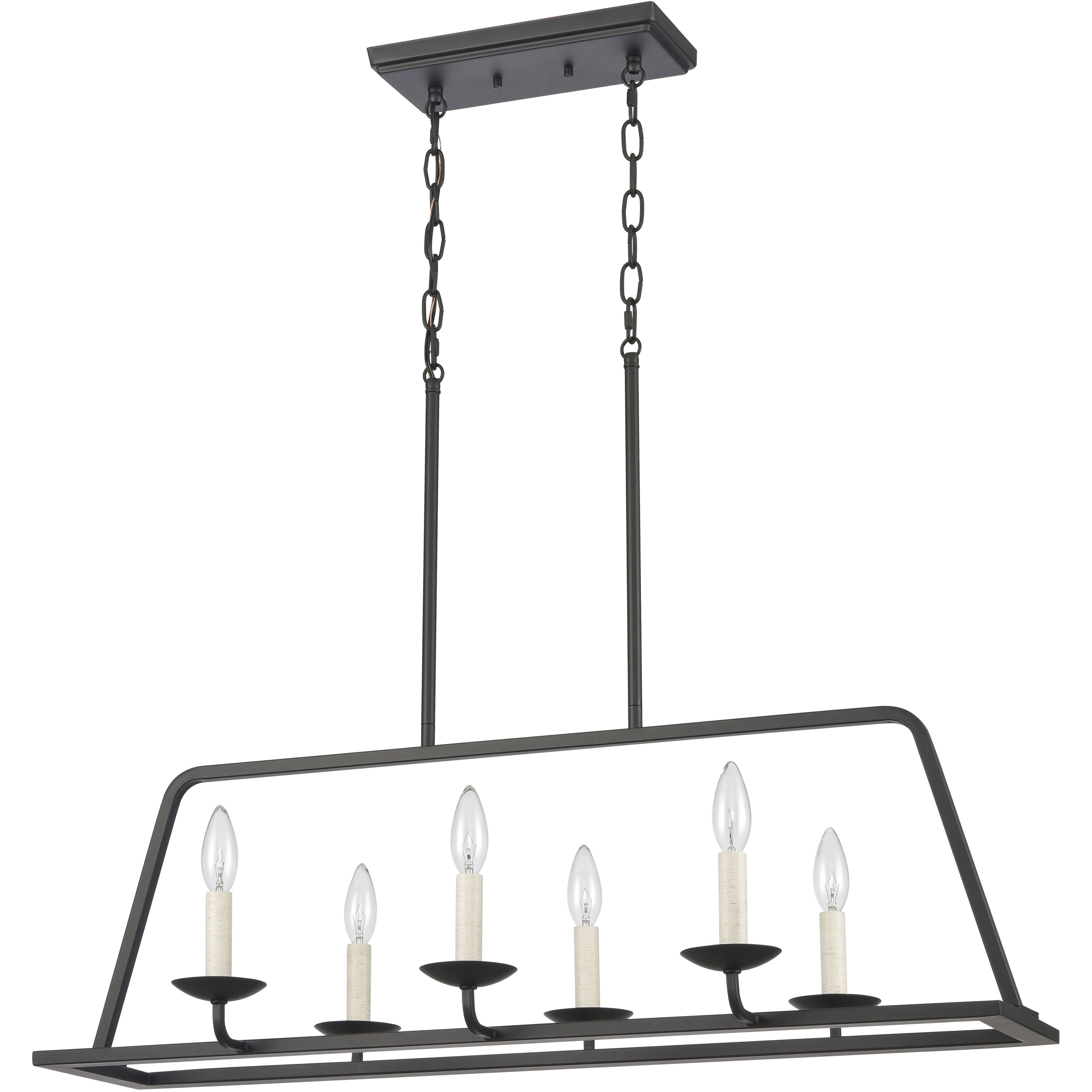 Ellisville 6 Light 34 inch Matte Black Linear Chandelier Ceiling Light