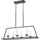 Ellisville 6 Light 34 inch Matte Black Linear Chandelier Ceiling Light