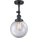 Franklin Restoration Large Beacon LED 8 inch Matte Black Sconce Wall Light in Clear Glass, Franklin Restoration