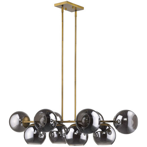 Lunette 10 Light 44 inch Aged Brass Island Pendant Ceiling Light