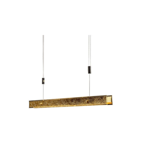 Zeitlos LED 38 inch Gold Leaf with Bronze Linear Pendant Ceiling Light, Luce Elevata Linea