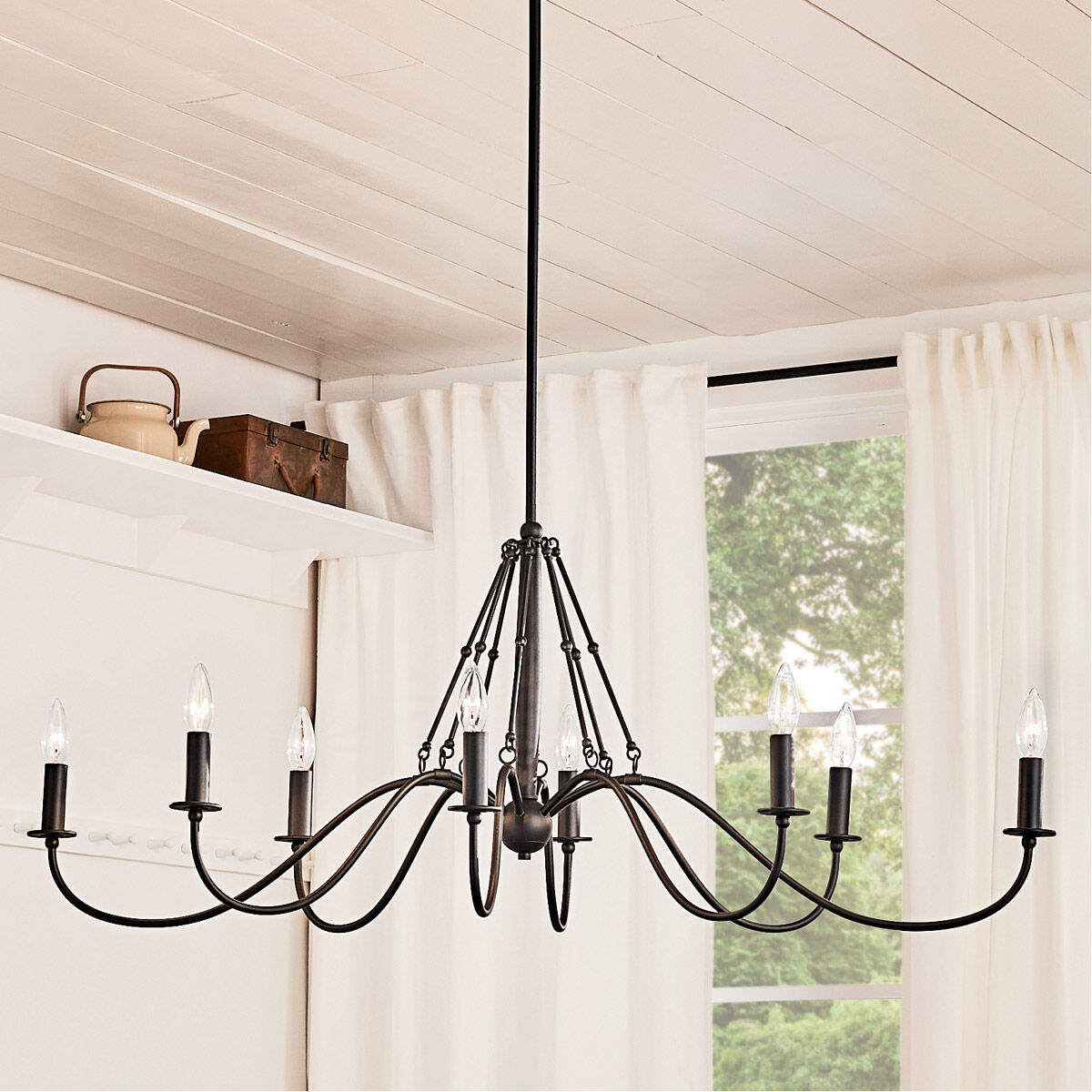 Homestead Freesia 8 Light 20 inch Textured Black Chandelier Linear Ceiling Light