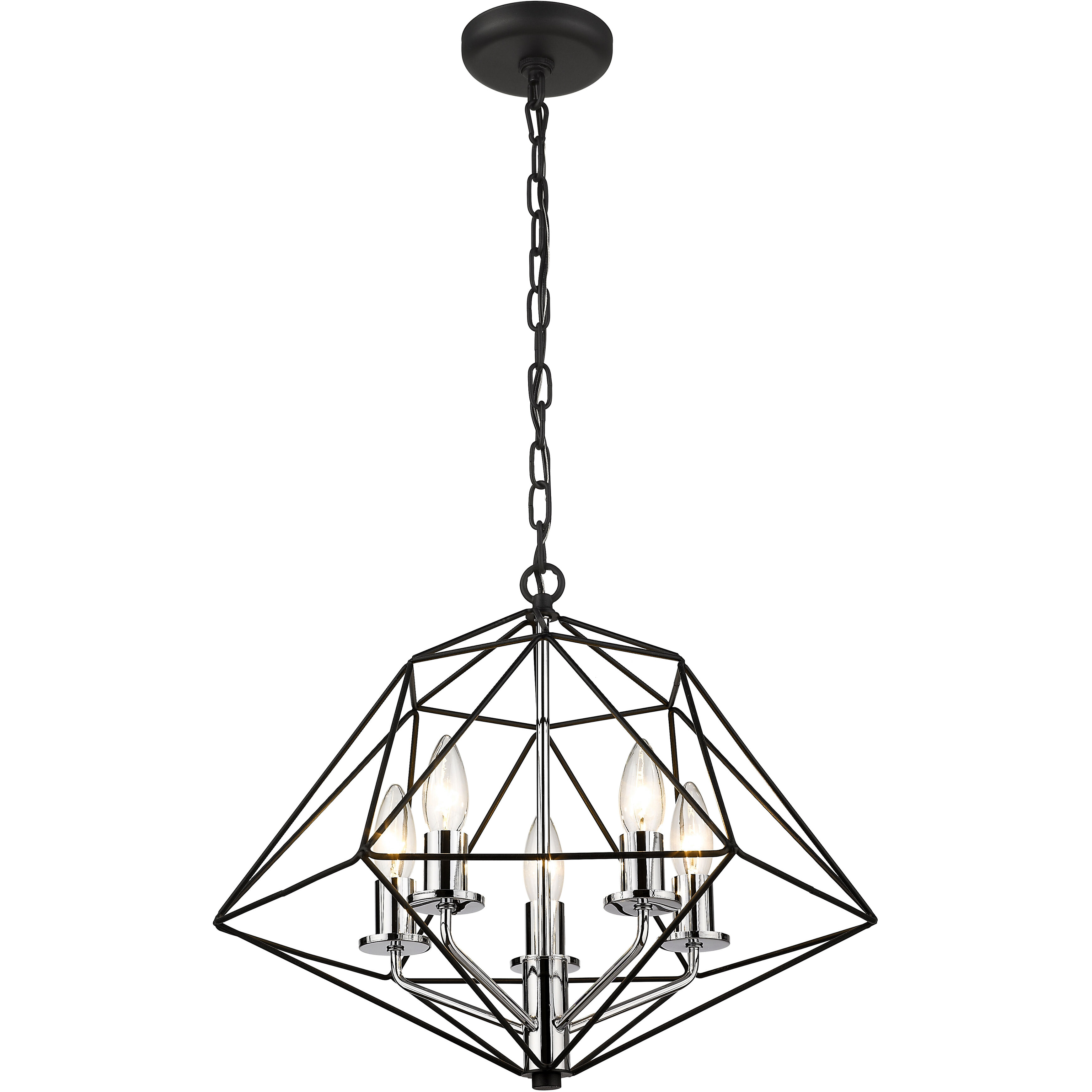 Geo 3 Light 14.25 inch Matte Black and Chrome Chandelier Ceiling Light