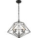 Geo 3 Light 14.25 inch Matte Black and Chrome Chandelier Ceiling Light