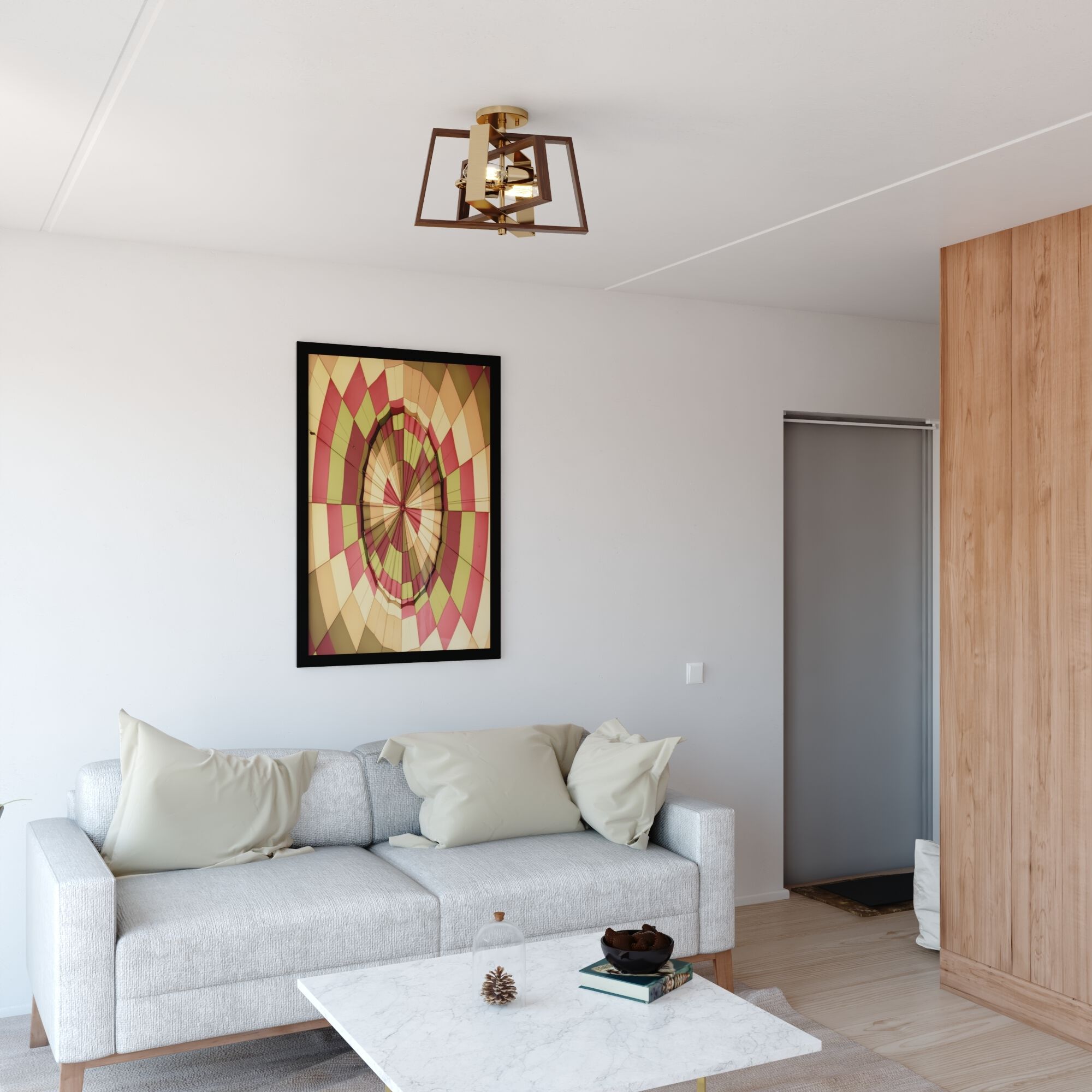 Dunning LED 16 inch Natural Brass and Burnished Chestnut Semi-Flush Mount Ceiling Light