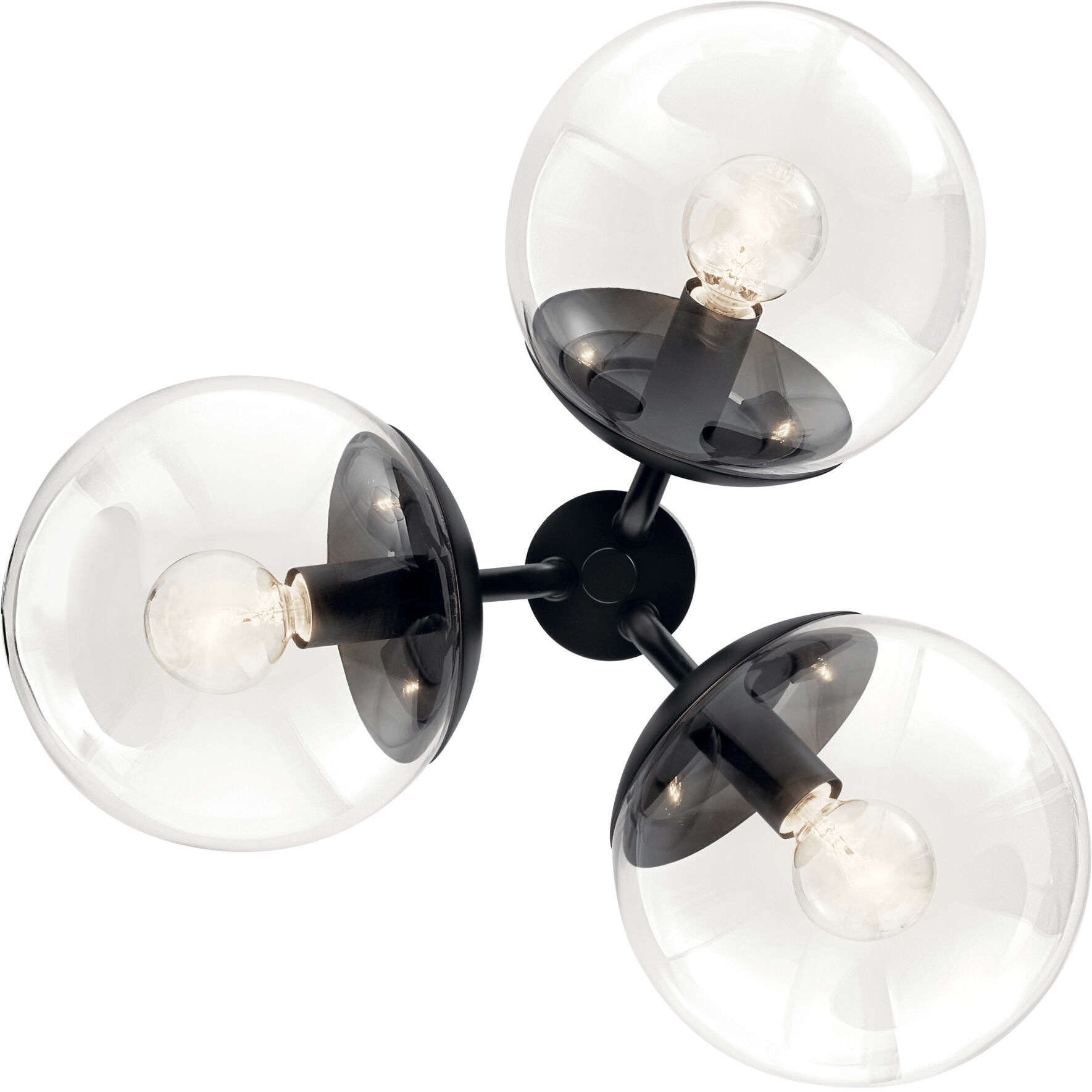 Silvarious 3 Light Black Chandelier/Semi Flush Ceiling Light
