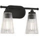 Chantilly 2 Light 14 inch Black Bathroom Vanity Light Wall Light, Essentials