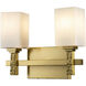 Jack 2 Light 13.5 inch Aged Brass Bath Bar Wall Light