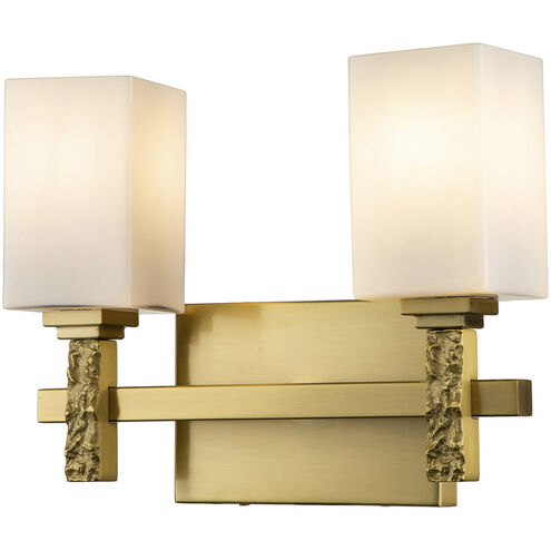 Jack 2 Light 13.5 inch Aged Brass Bath Bar Wall Light