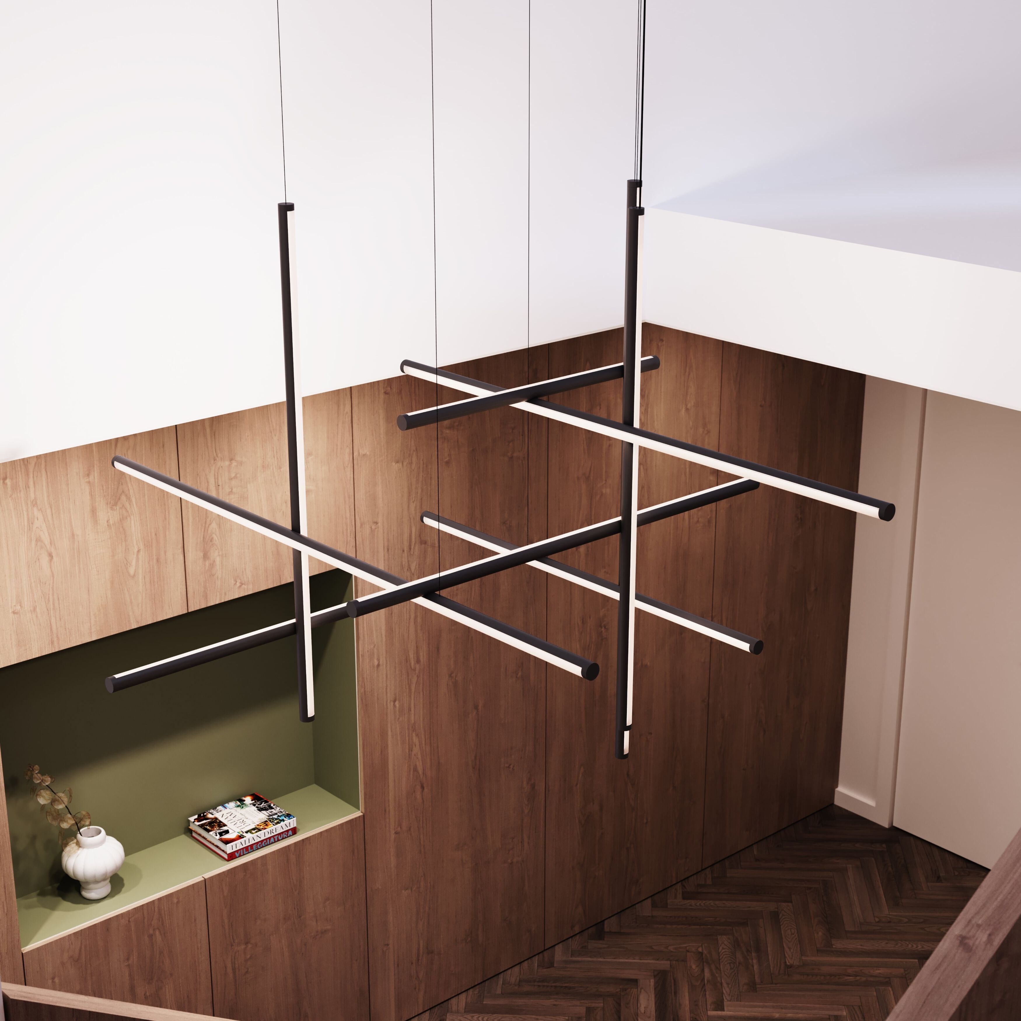 Labyrinth LED 61 inch Satin Black Chandelier Ceiling Light