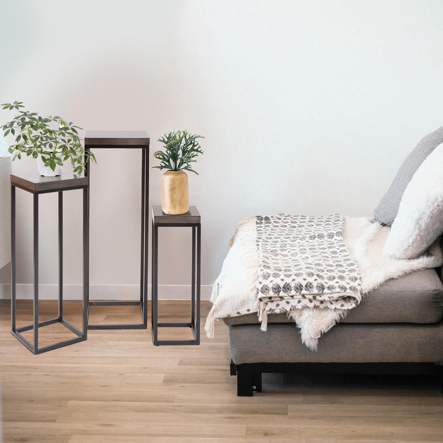 Kenton 43.75 X 14 inch Smoke Gray/Black Pedestal Set, Set of 3