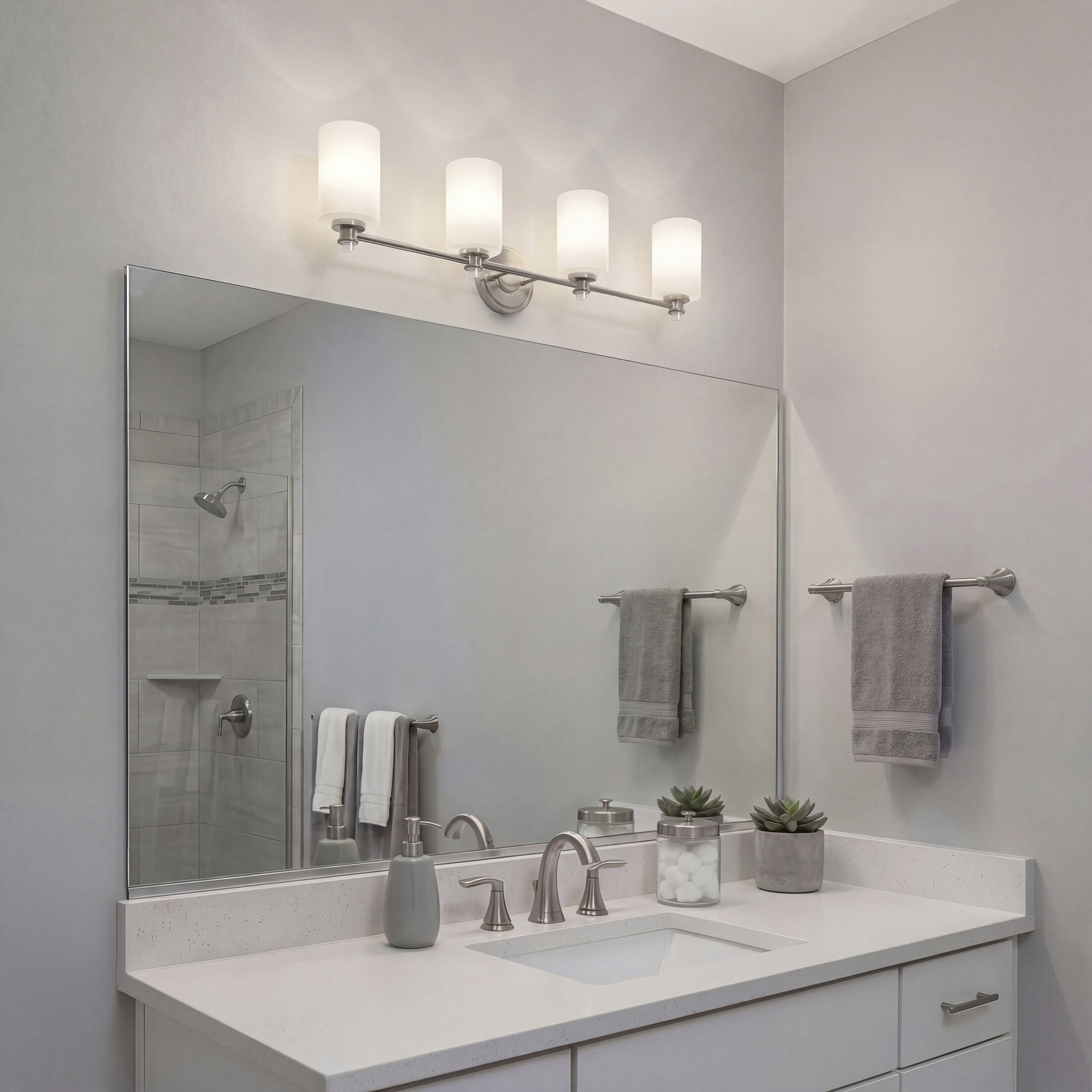 Joelson 4 Light 34 inch Brushed Nickel Wall Mt Bath 4 Arm Wall Light in Incandescent