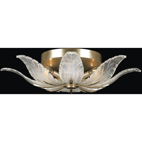 Plume 4 Light 28 inch Gold Flush Mount Ceiling Light in Dichroic Feathers Studio Glass