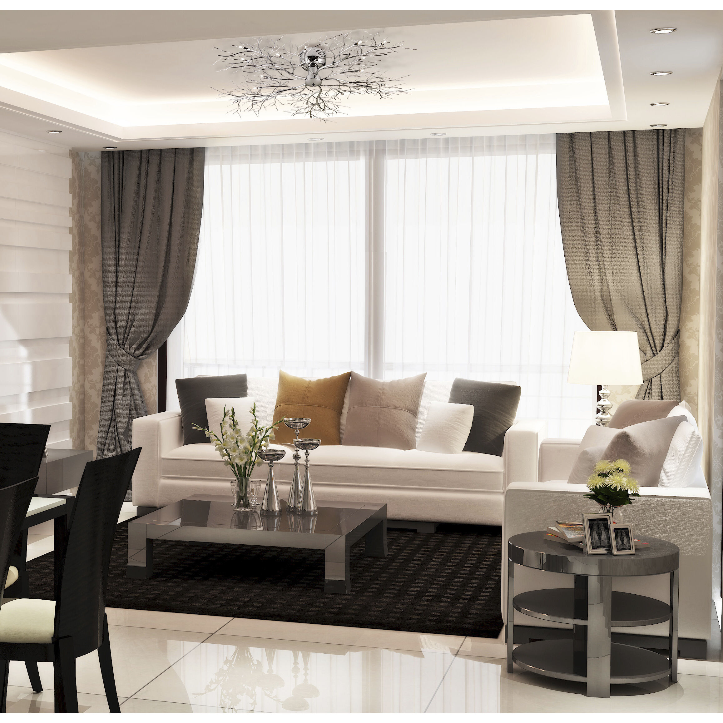 Autumn 20 Light 45 inch Chrome Flush Mount Ceiling Light