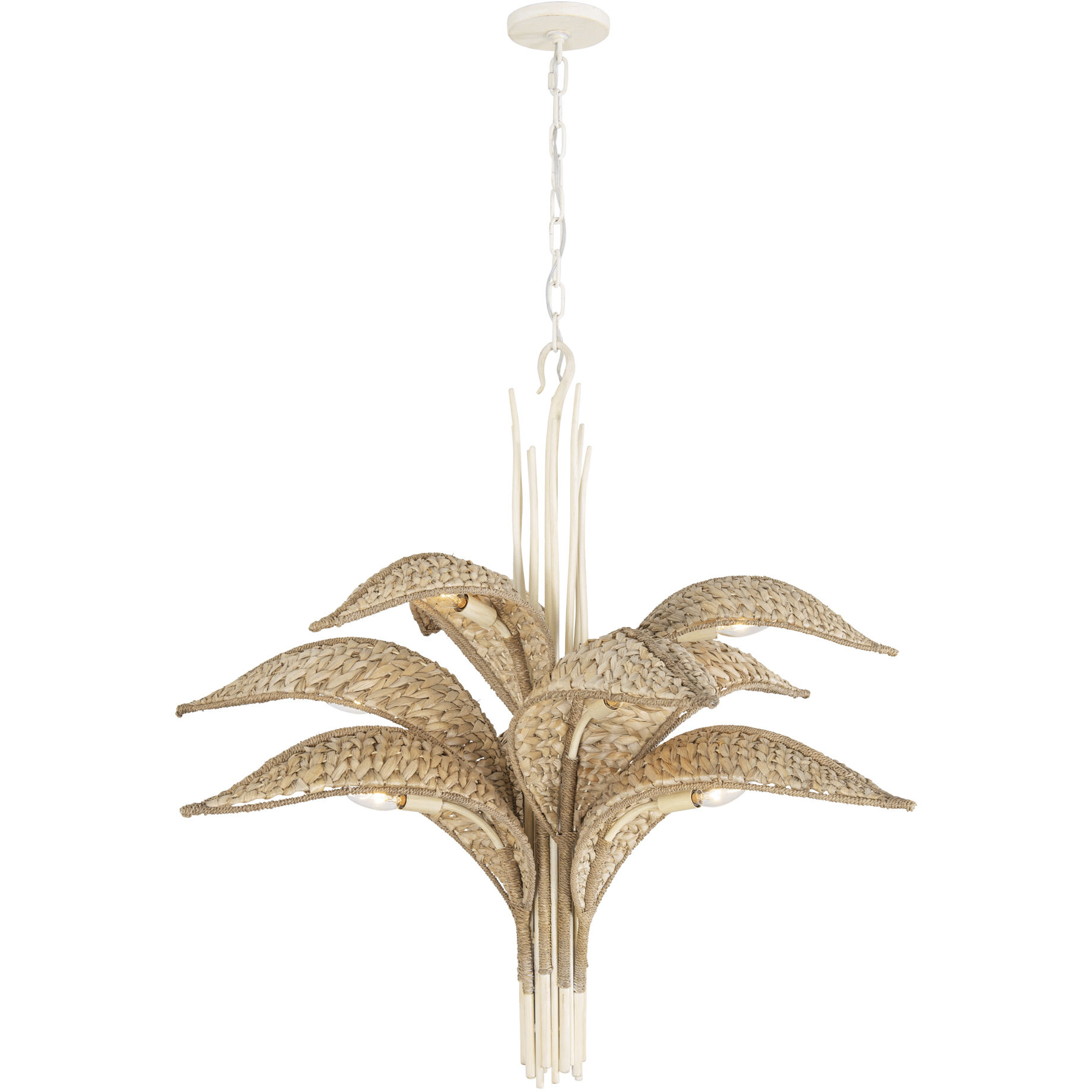 Century Palm 9 Light 38 inch Country White Chandelier Ceiling Light