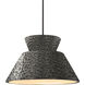 Radiance Collection - Trapezoid LED 14 inch Hammered Pewter Pendant Ceiling Light in Matte Black, Dedicated LED, Rigid Stem, Form+Finish+Function
