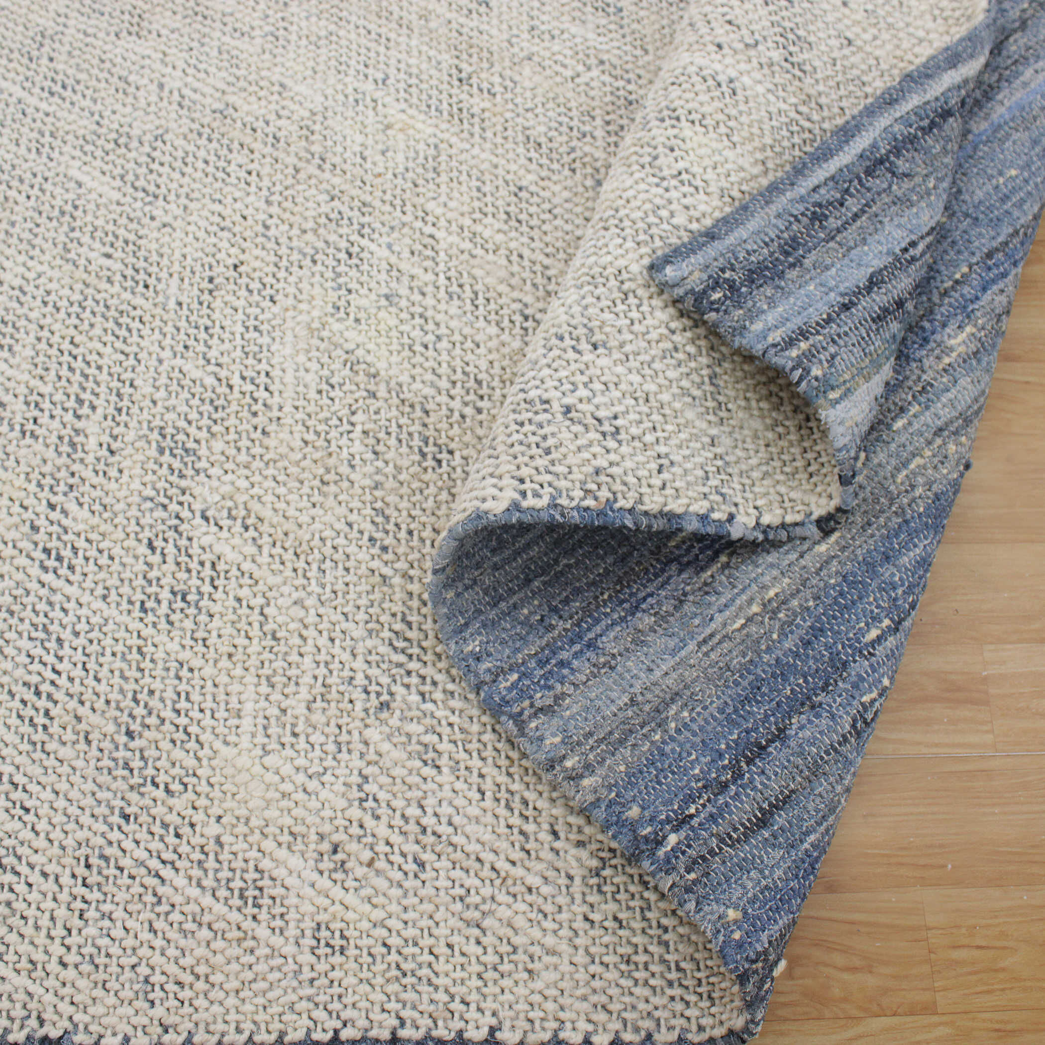 Hayden 108 X 72 inch Ivory Jute and Blue Denim Rug, 6ft x 9ft